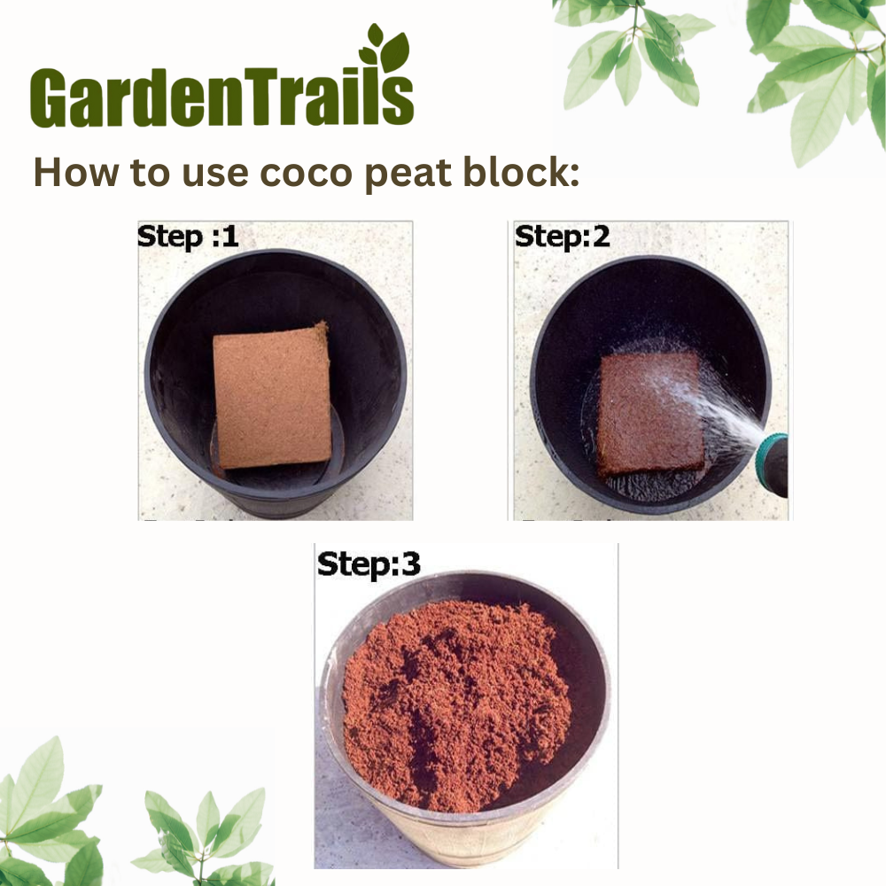 GardenTrails Coco Peat Block - 5 Kg | EXPANDS TO 75 LITRES of COCO PEAT POWDER