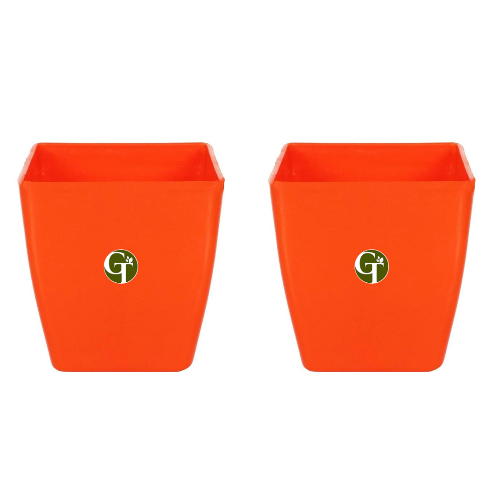 GardenTrails Square Lifestyle Planter Pot 5 Inch - Orange