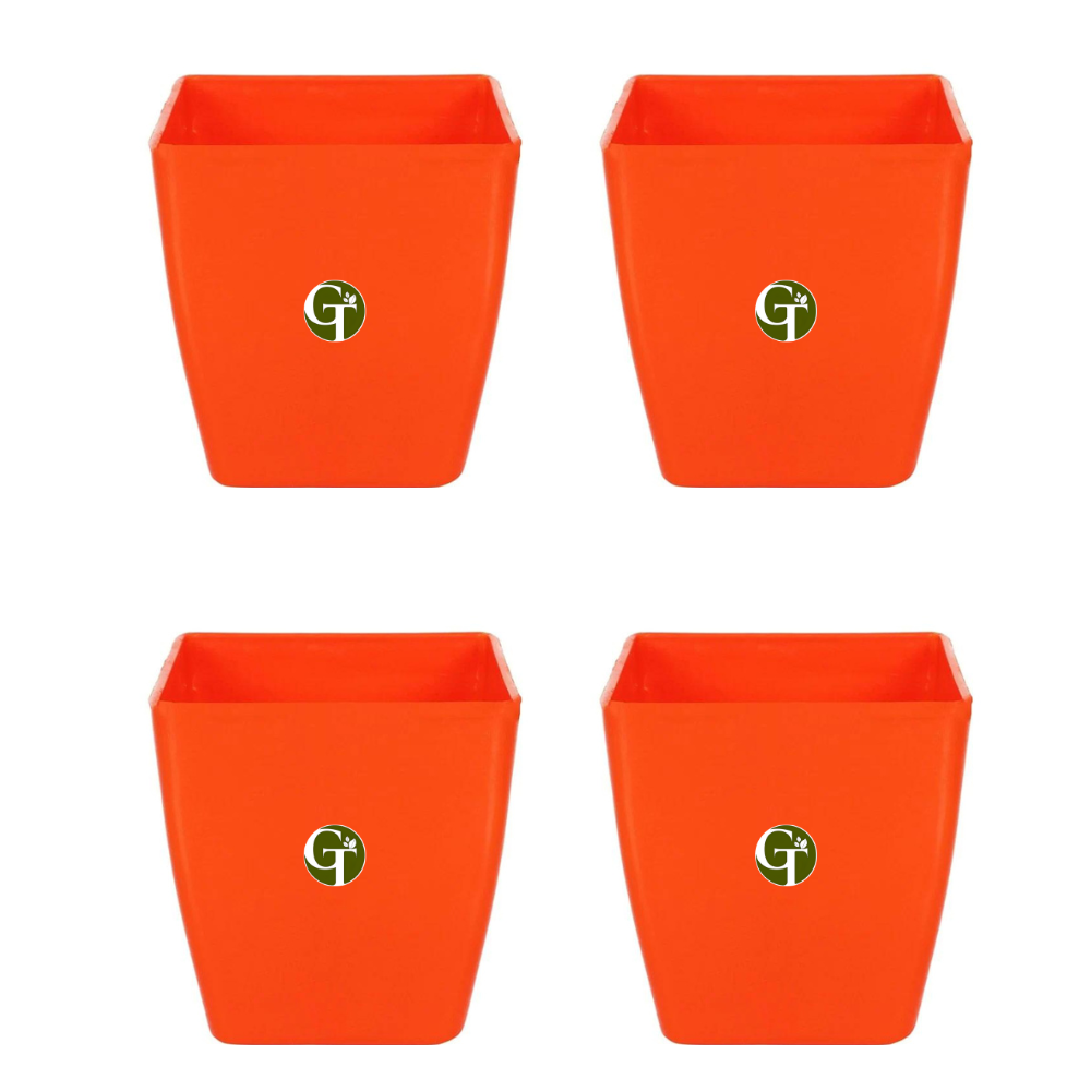 GardenTrails Square Lifestyle Planter Pot 5 Inch - Orange