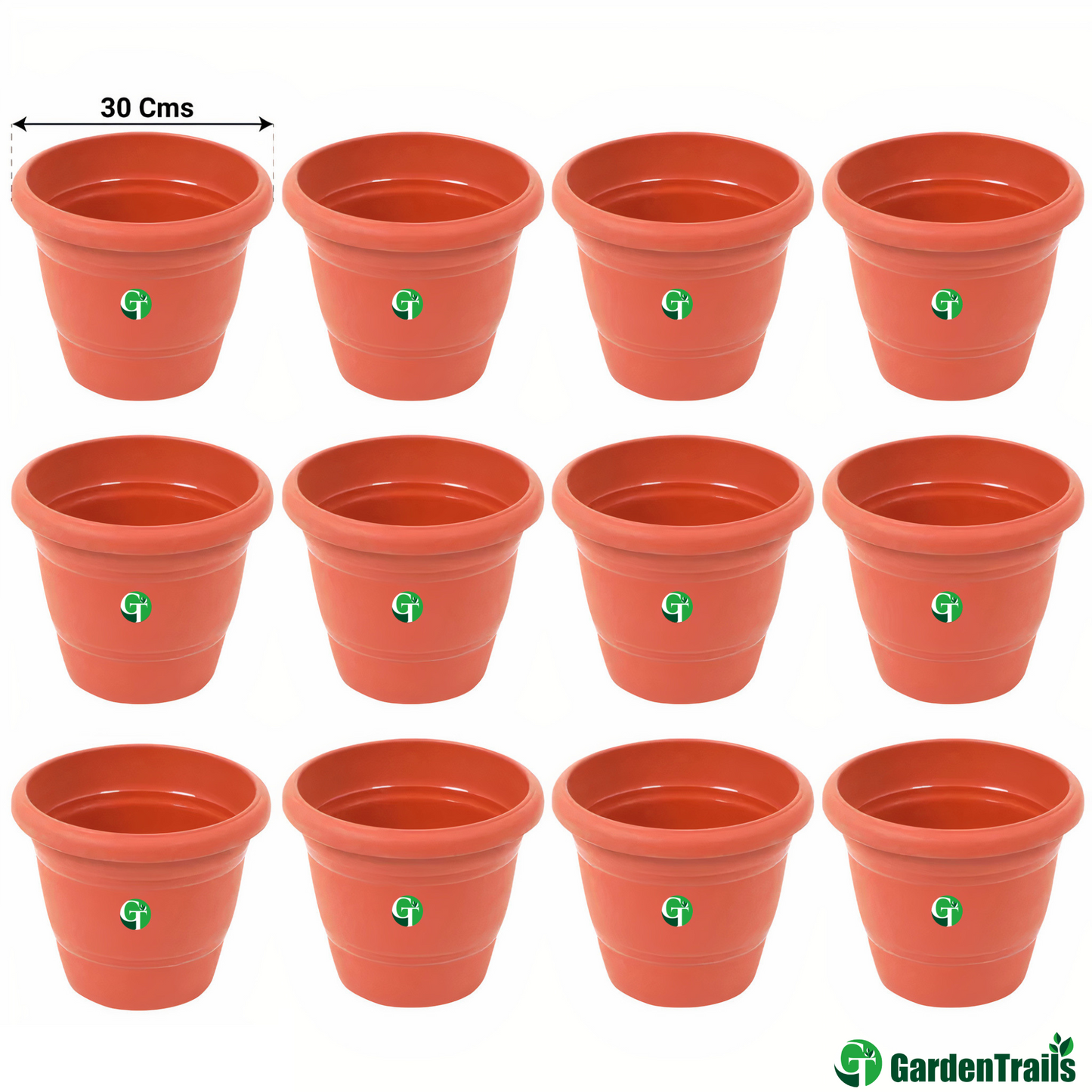 GardenTrails Premium UV Treated Plastic Round Garden Pots - 12 Inches