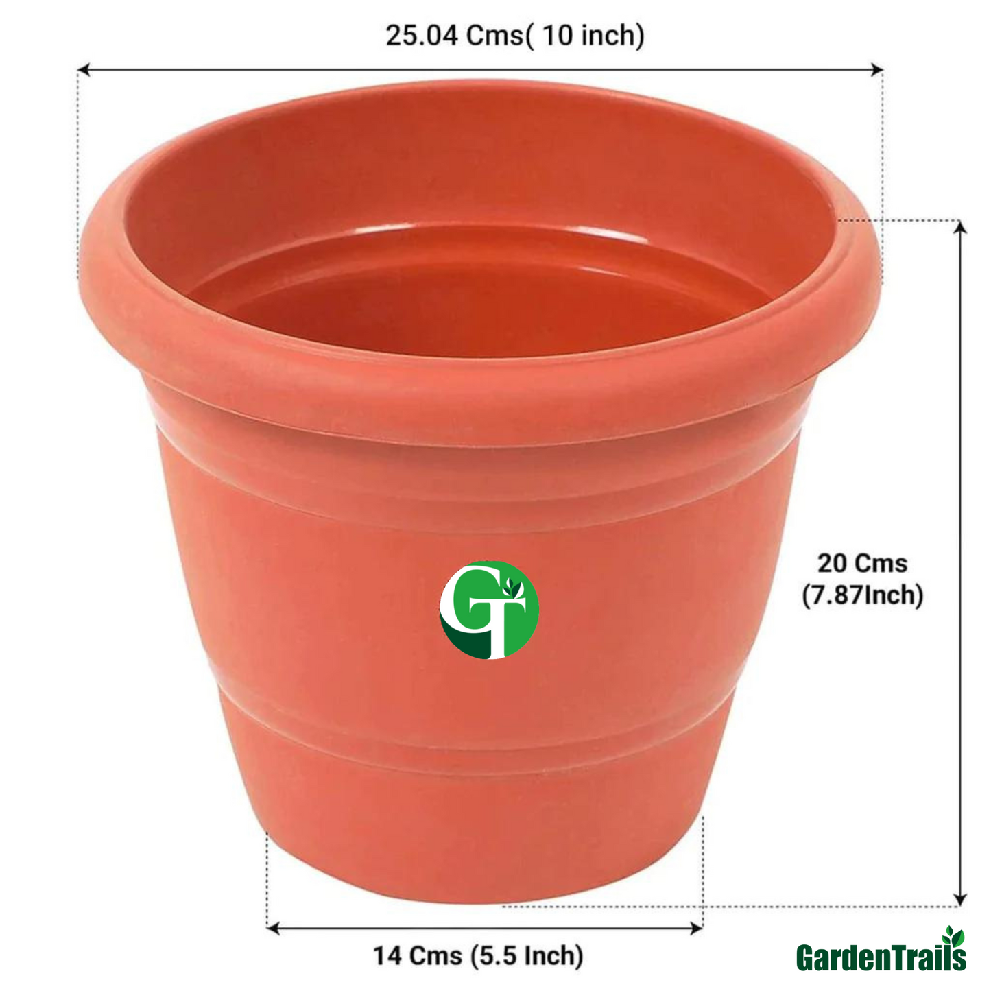 GardenTrails Premium UV Treated Plastic Round Garden Pots - 10 Inches