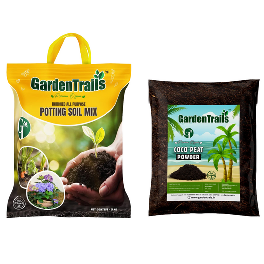 GardenTrails Enriched All Purpose Potting Soil Mix -5Kg and Coco Peat Soil Powdered - 2Kg