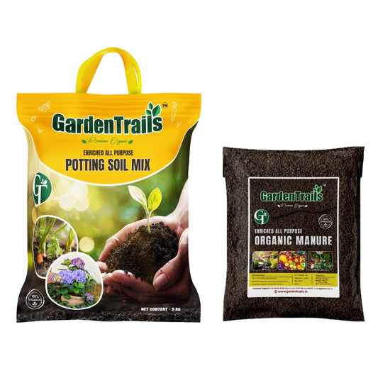 GardenTrails Enriched All Purpose Potting Soil Mix -5Kg and Enriched Organic Manure for All Plants -1Kg Packet