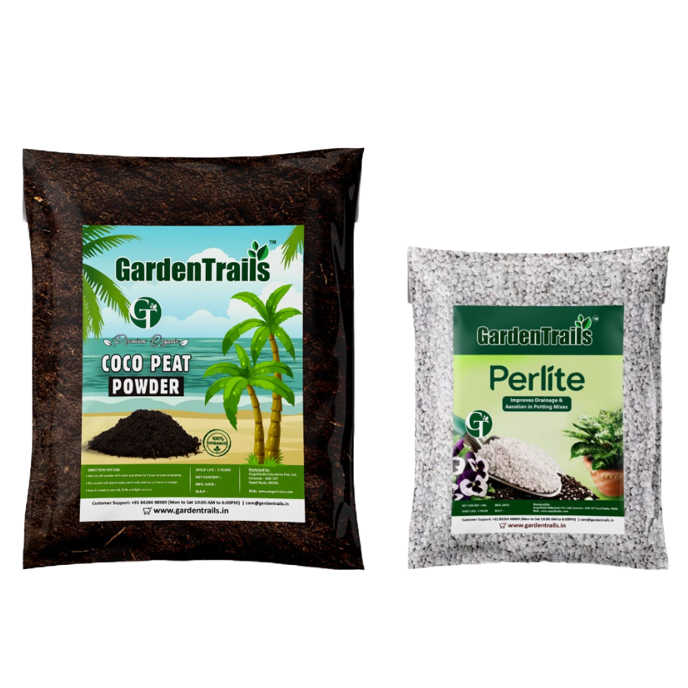 GardenTrails Coco Peat Soil Powdered -2Kg and Perlite -500 Grams