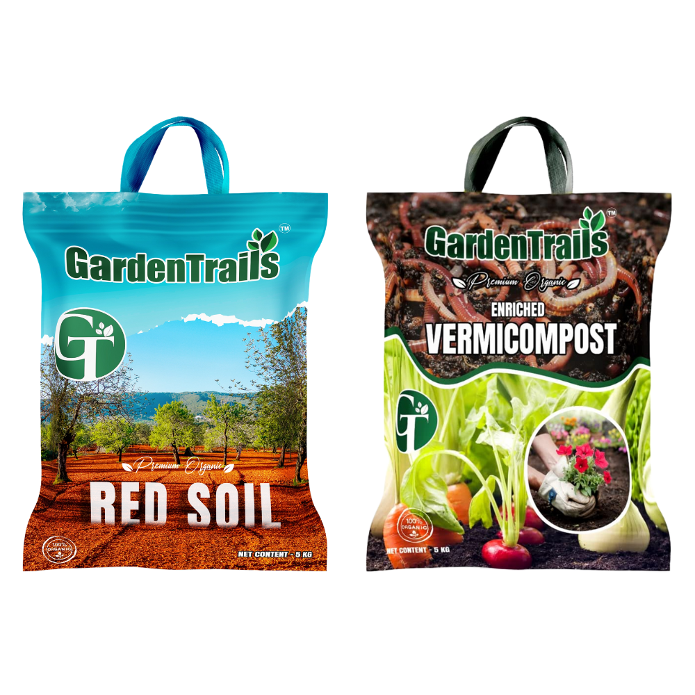 GardenTrails Premium Red Soil -5Kg and Enriched Vermicompost manure -5Kg