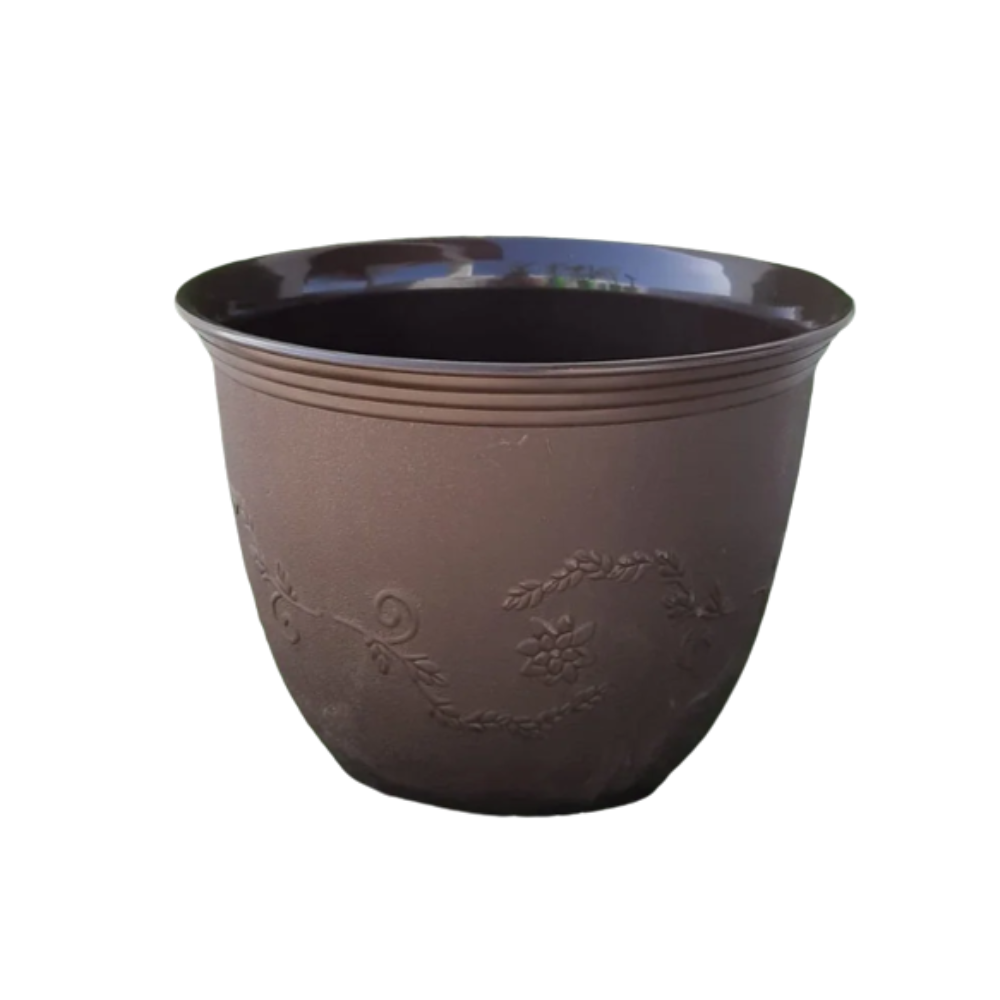 GardenTrails Leafy Plastic Gardening Pot 10 inches - Brown