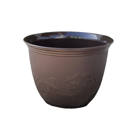 GardenTrails Leafy Plastic Gardening Pot 10 inches - Brown