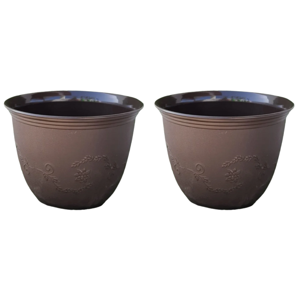 GardenTrails Leafy Plastic Gardening Pot 10 inches - Brown