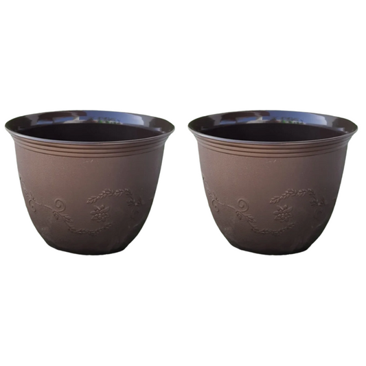 GardenTrails Leafy Plastic Gardening Pot 10 inches - Brown
