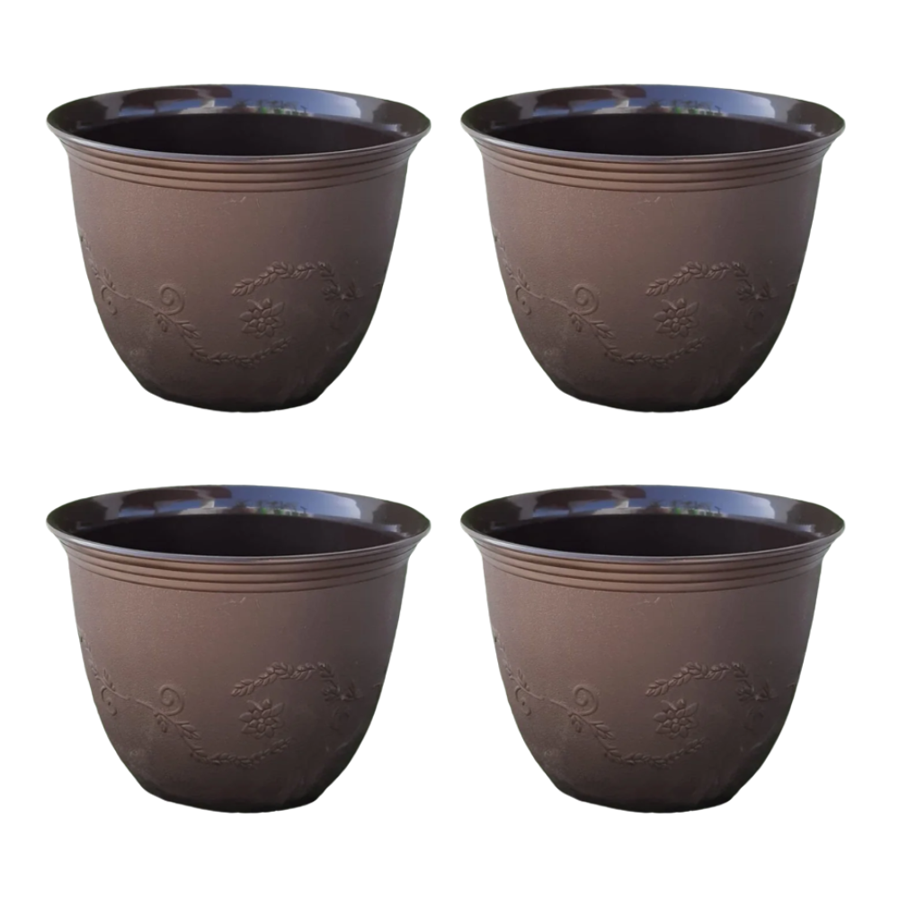 GardenTrails Leafy Plastic Gardening Pot 10 inches - Brown
