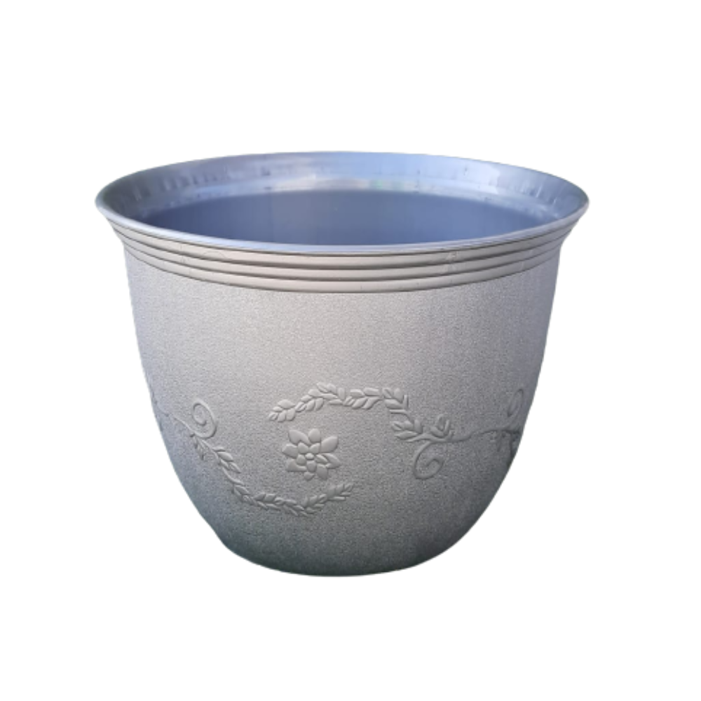 GardenTrails Leafy Plastic Gardening Pot 10 inches - Silver