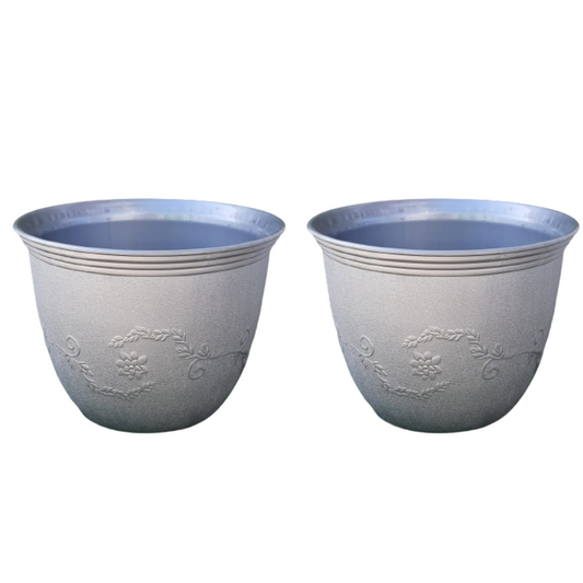 GardenTrails Leafy Plastic Gardening Pot 10 inches - Silver