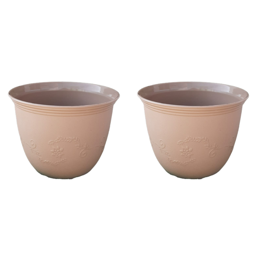 GardenTrails Leafy Plastic Gardening Pot 10 inches - Ivory