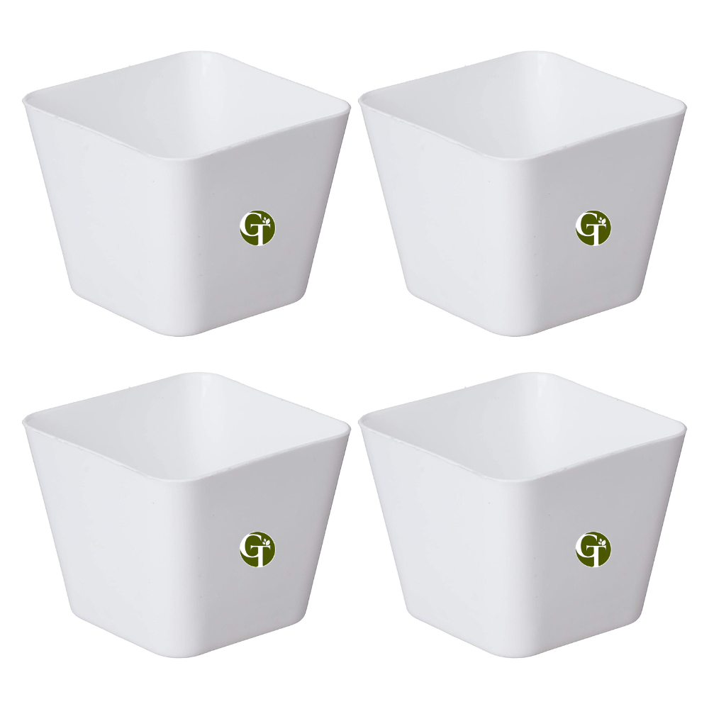 GardenTrails Square Lifestyle Planter Pot 5 Inch - White