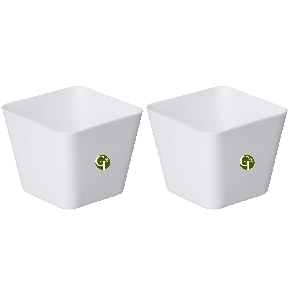 GardenTrails Square Lifestyle Planter Pot 5 Inch - White