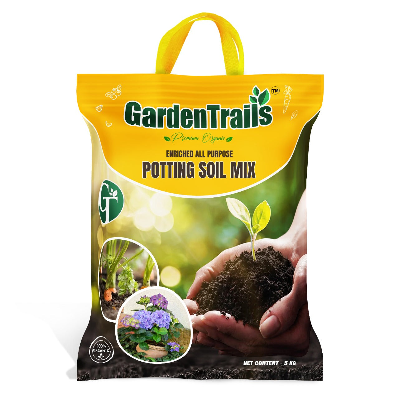 GardenTrails Premium Organic Potting Soil Mix Enriched With Organic Manure for All Plants - 5 Kg