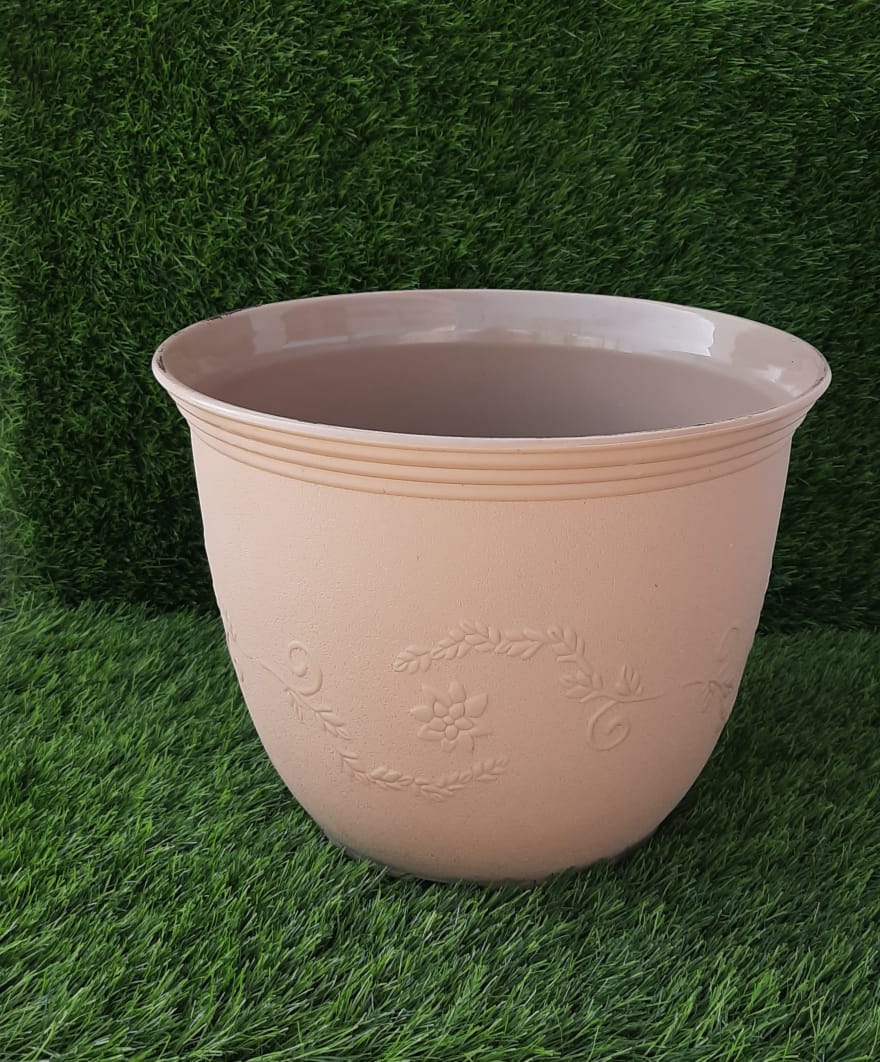 GardenTrails Leafy Plastic Gardening Pot 10 inches - Ivory