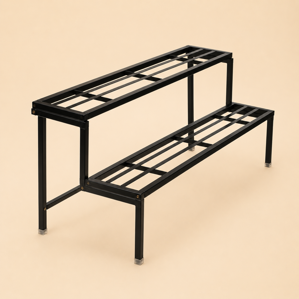 GardenTrails Heavy Duty 2-Tier Metal Plant Stand for Indoor & Outdoor Plants