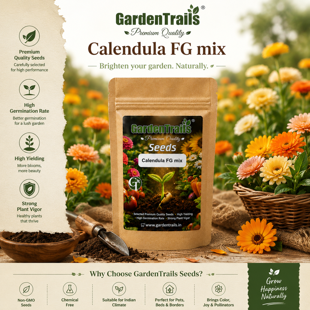 GardenTrails Calendula FG Mix Seeds – Premium Mixed Color Flower Seeds for Home Gardening