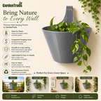 GardenTrails Hanging Balcony Planter | Modern Railing Pot for Home & Garden - Grey