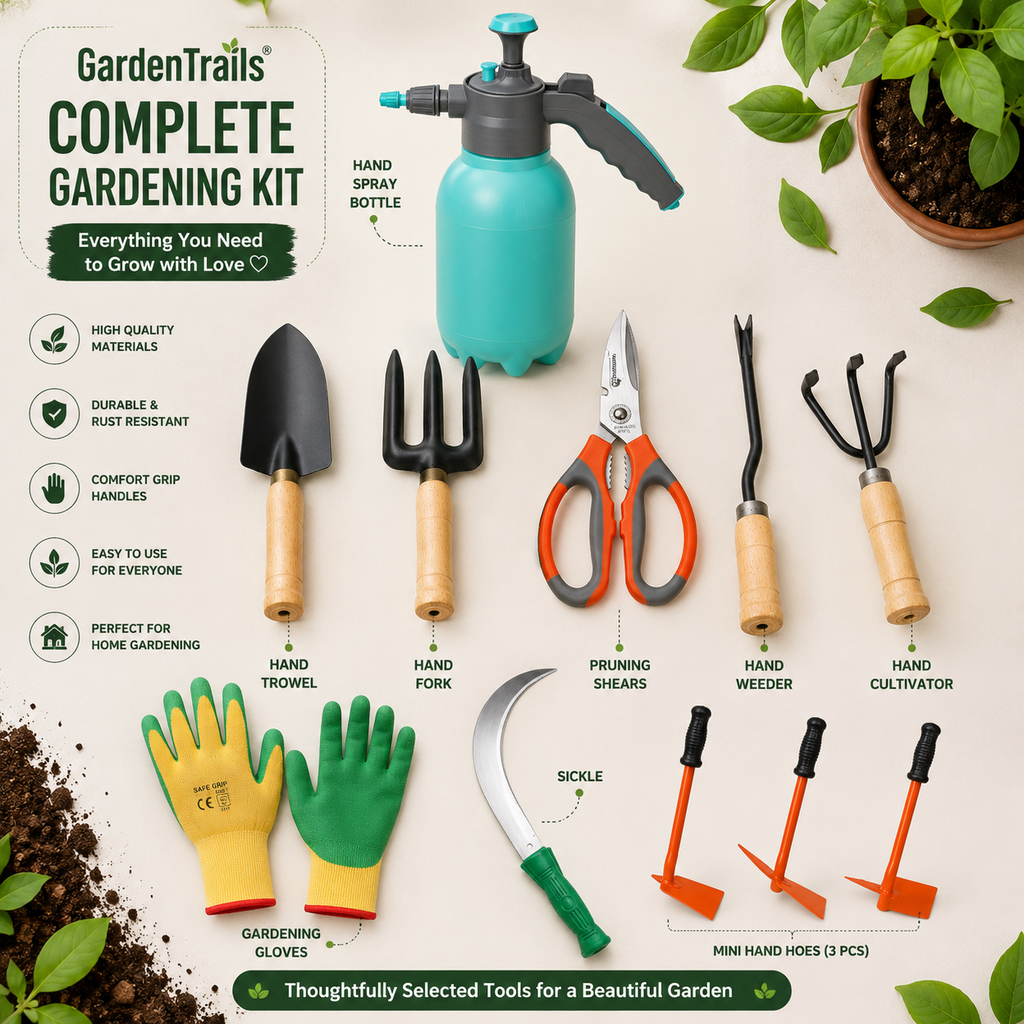GardenTrails GardenPro™ - Complete Garden Tool Kit - 11 Essential Tools for Home & Balcony Gardening