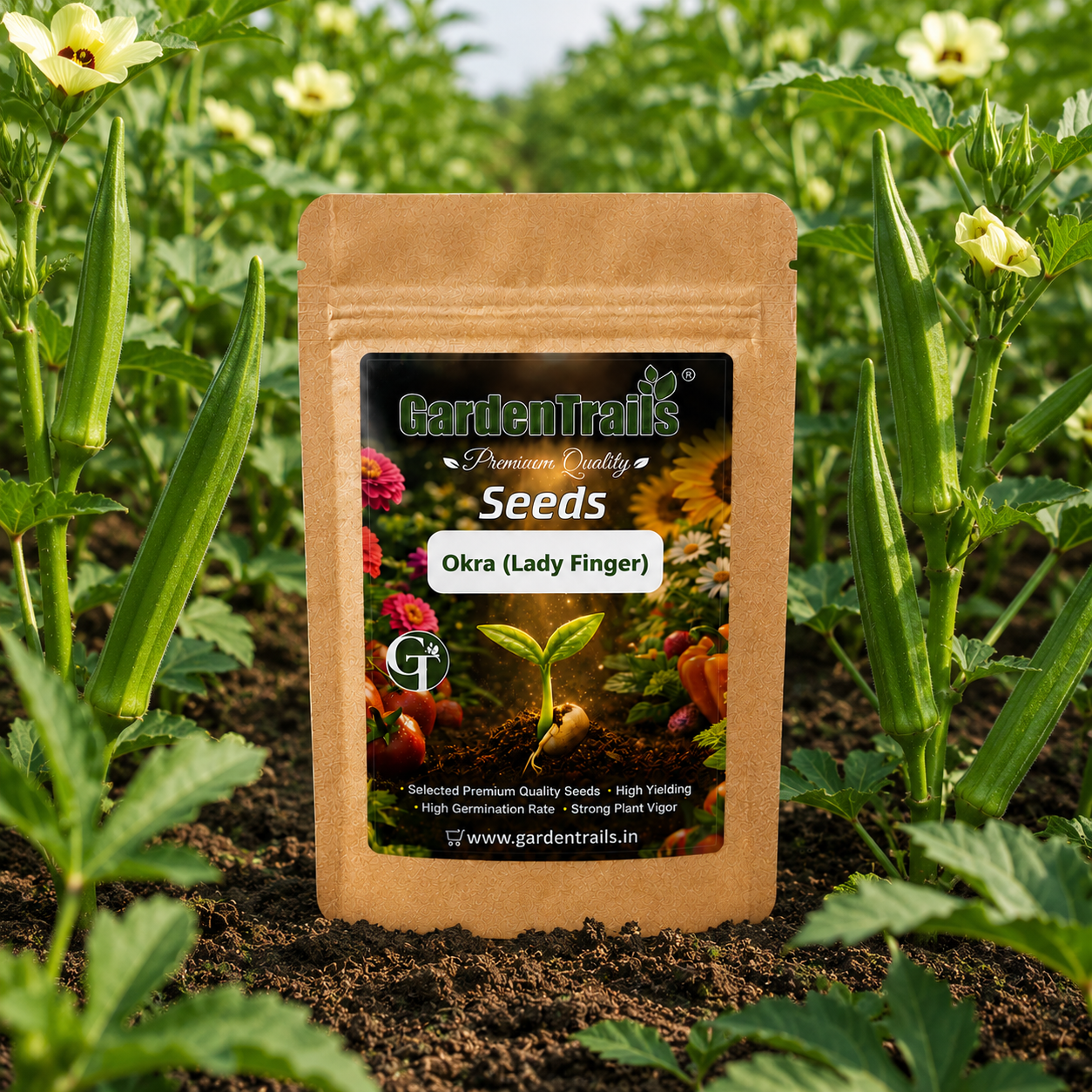 GardenTrails Lady Finger Seeds for Home Gardening – High Germination Okra Seeds