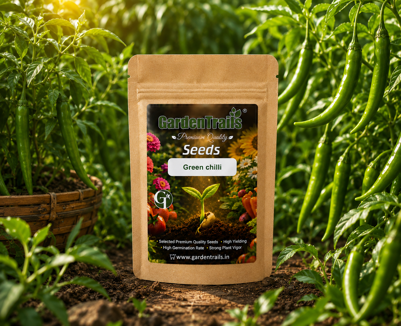 GardenTrails Premium Green Chilli Seeds – Grow Fresh Spicy Chillies at Home