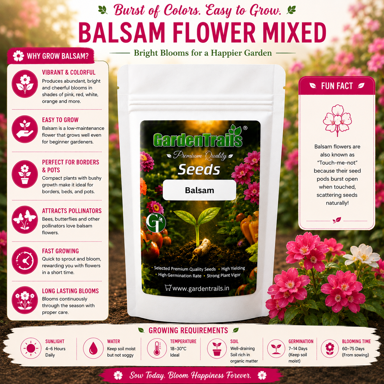GardenTrails Balsam Mixed Flower Seeds