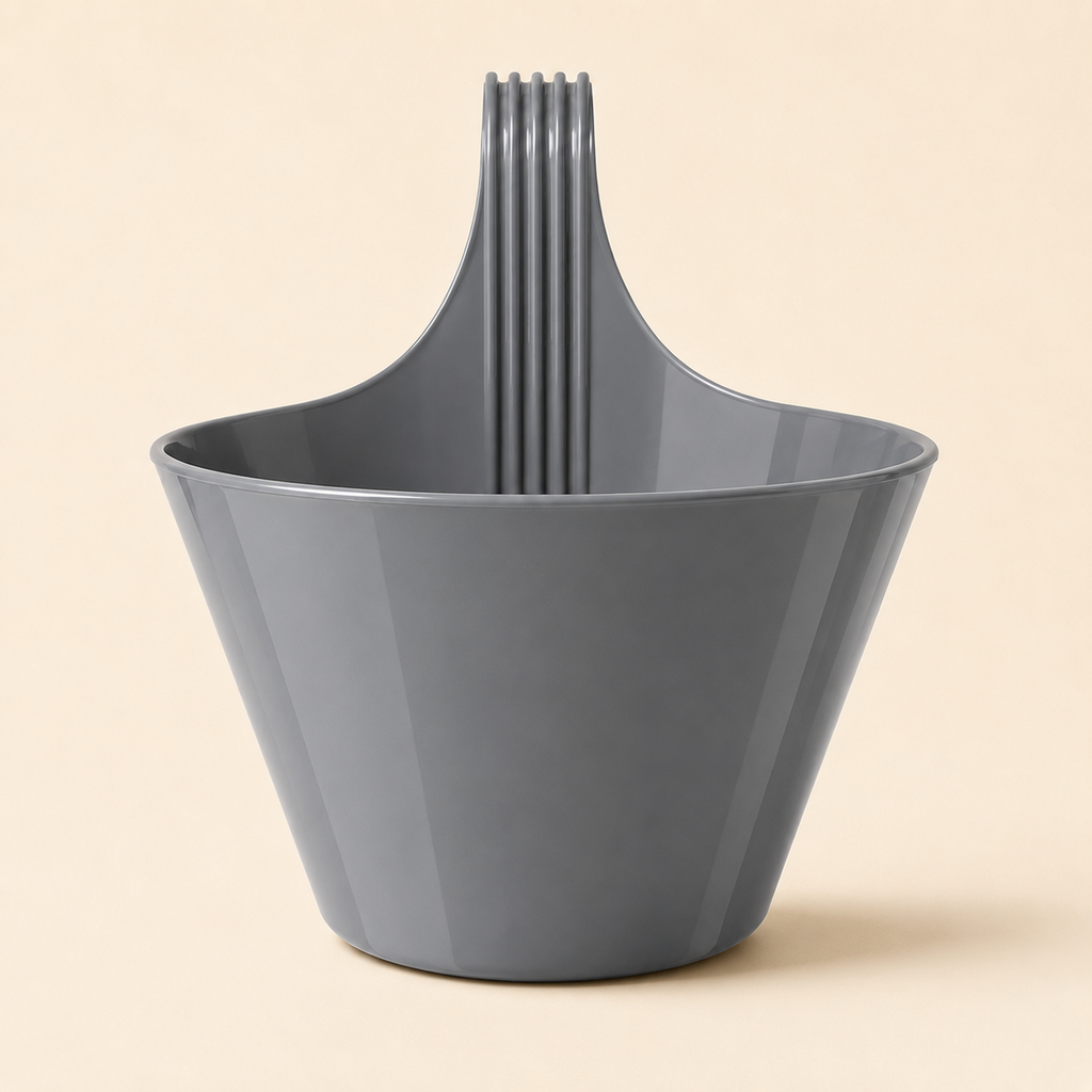 GardenTrails Hanging Balcony Planter | Modern Railing Pot for Home & Garden - Grey