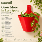 GardenTrails Hanging Balcony Planter | Modern Railing Pot for Home & Garden - Red