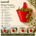 GardenTrails Hanging Balcony Planter | Modern Railing Pot for Home & Garden - Red