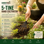 GardenTrails Hand Cultivator Rake | 5-Tine Garden Weeding & Soil Aeration Tool