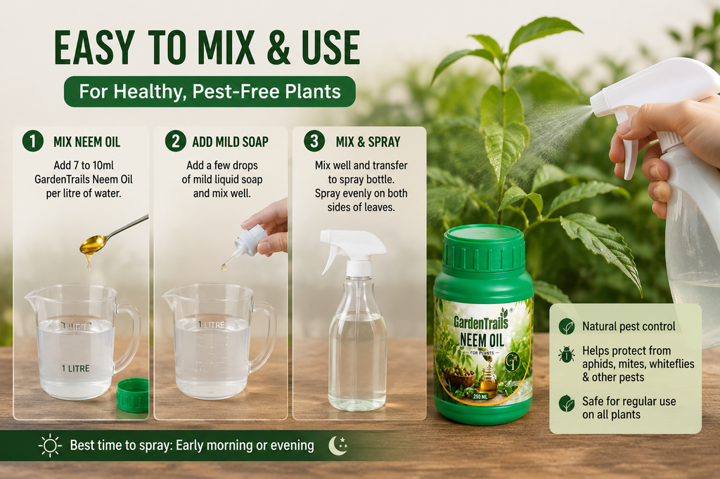 GardenTrails Premium Neem Oil for Plants – Natural Insect & Fungus Protection for Home Garden Plants | 250ml