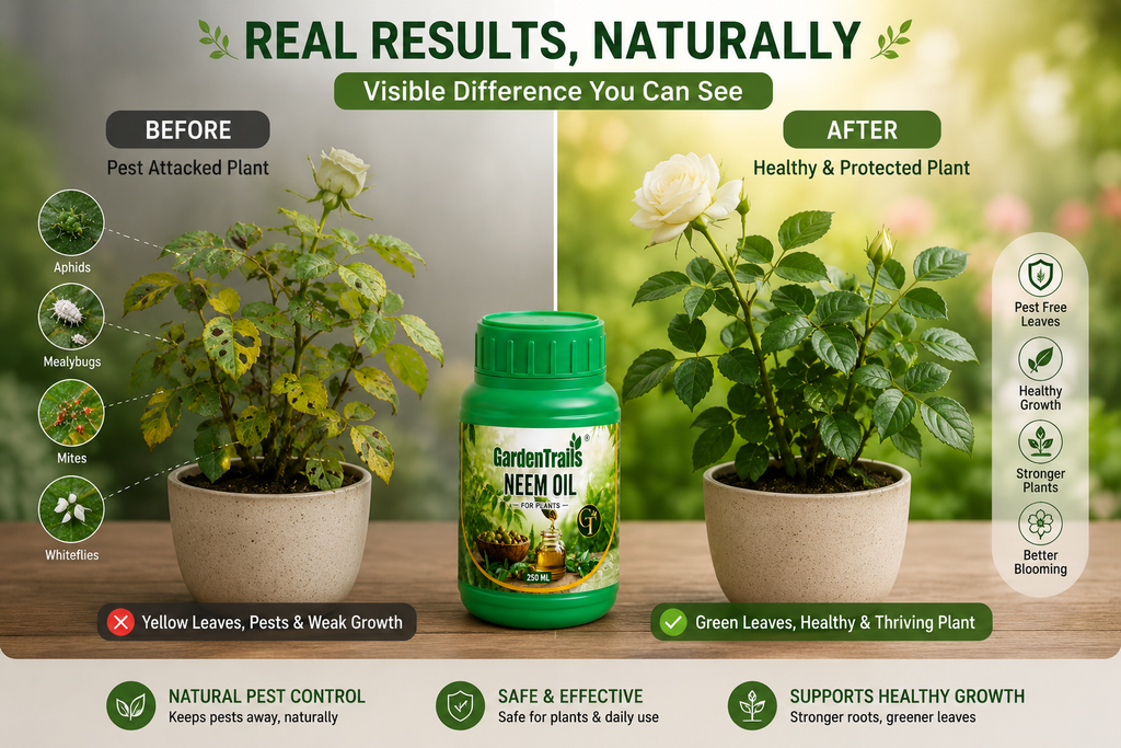 GardenTrails Premium Neem Oil for Plants – Natural Insect & Fungus Protection for Home Garden Plants | 250ml