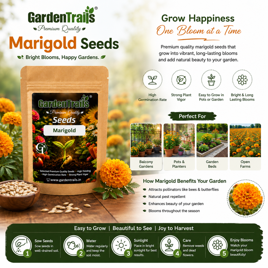 GardenTrails Marigold Flower Seeds for Home Gardening – High Germination Seeds