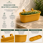 GardenTrails Hanging Railing Planter Pot - Plastic with Drainage Tray - Yellow