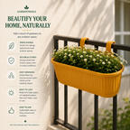 GardenTrails Hanging Railing Planter Pot - Plastic with Drainage Tray - Yellow