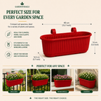 GardenTrails Hanging Railing Planter - Plastic Pot with Drainage Tray - Red