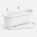 GardenTrails Hanging Railing Planter - Plastic Pot with Drainage Tray - White