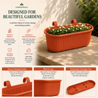 GardenTrails Hanging Railing Planter - Plastic Pot with Drainage Tray - Teracotta