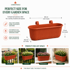 GardenTrails Hanging Railing Planter - Plastic Pot with Drainage Tray - Teracotta