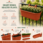 GardenTrails Hanging Railing Planter - Plastic Pot with Drainage Tray - Teracotta