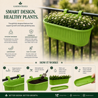 GardenTrails Hanging Railing Planter - Plastic Pot with Drainage Tray - Green