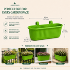 GardenTrails Hanging Railing Planter - Plastic Pot with Drainage Tray - Green