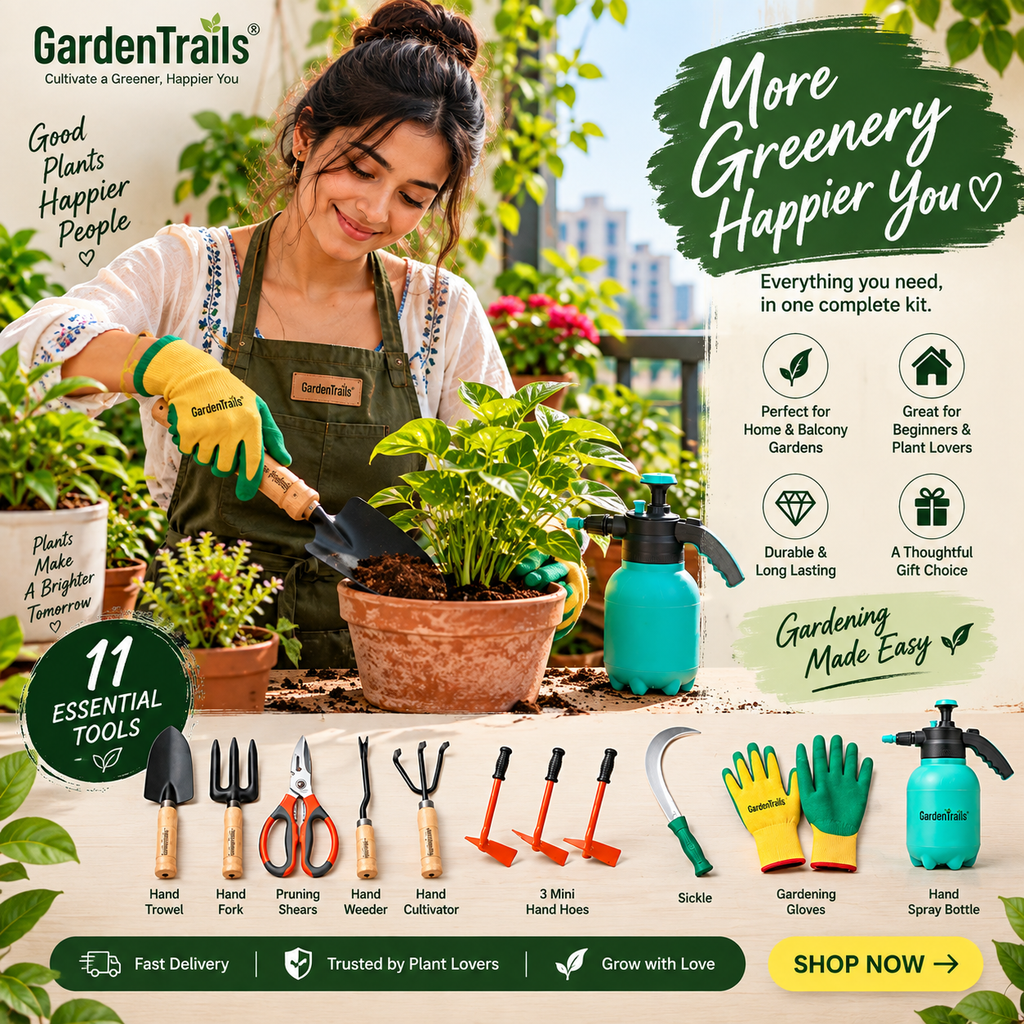 GardenTrails GardenPro™ - Complete Garden Tool Kit - 11 Essential Tools for Home & Balcony Gardening
