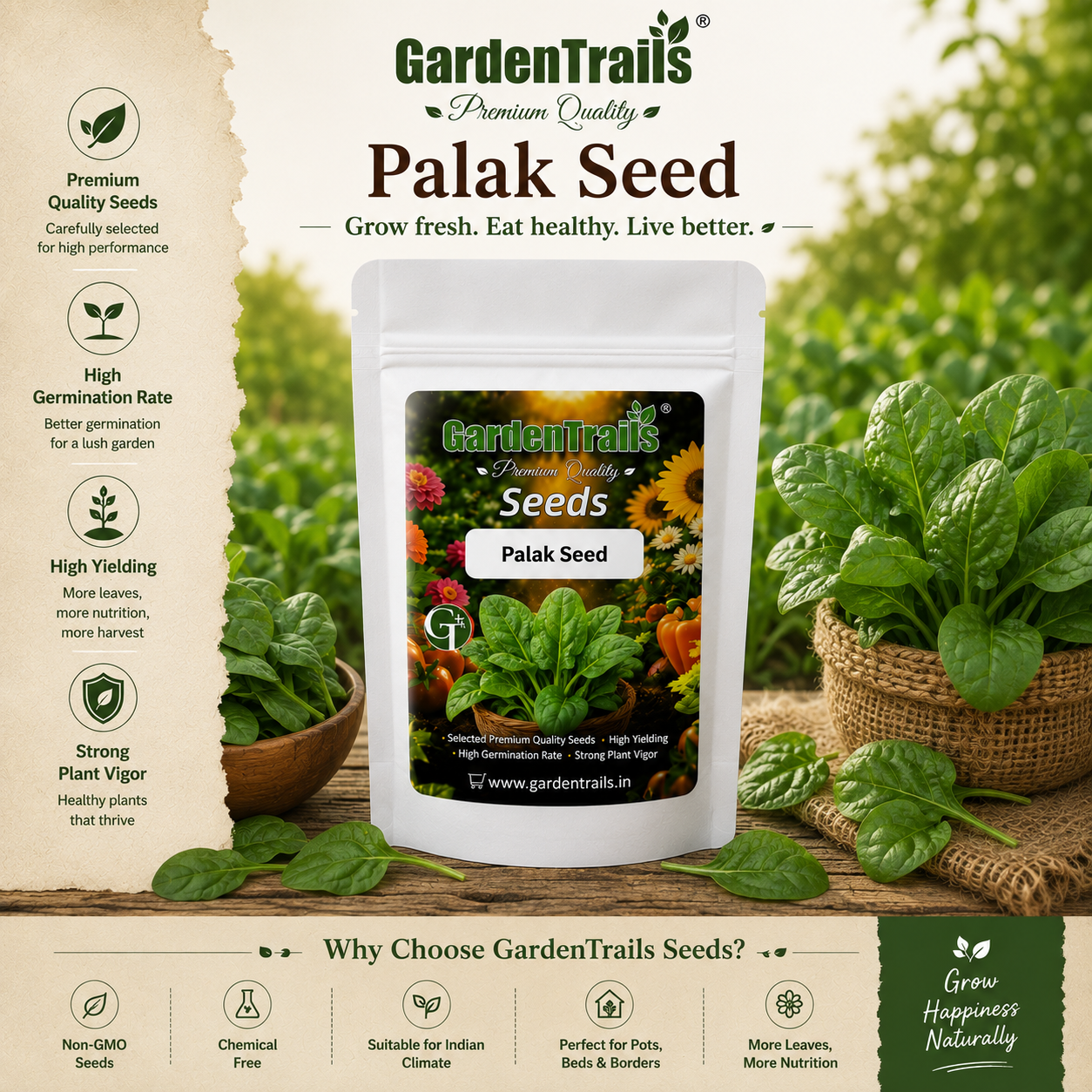 GardenTrails Desi Palak Seeds