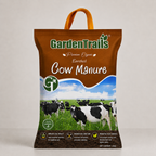 Bag of Garden Trails Cow Manure with cows in a field on the label