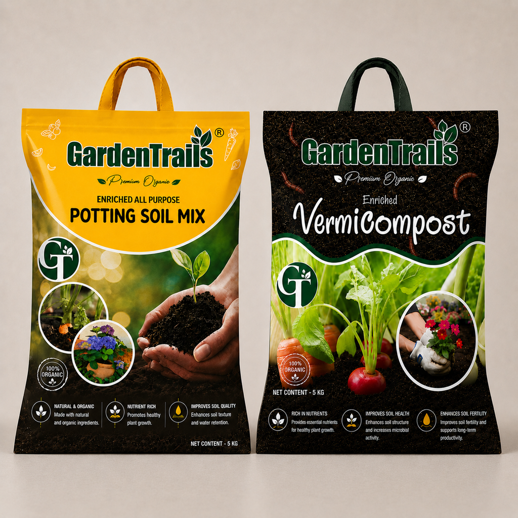 GardenTrails Enriched All Purpose Potting Soil 5 Kg and Enriched Vermicompost 5 Kg