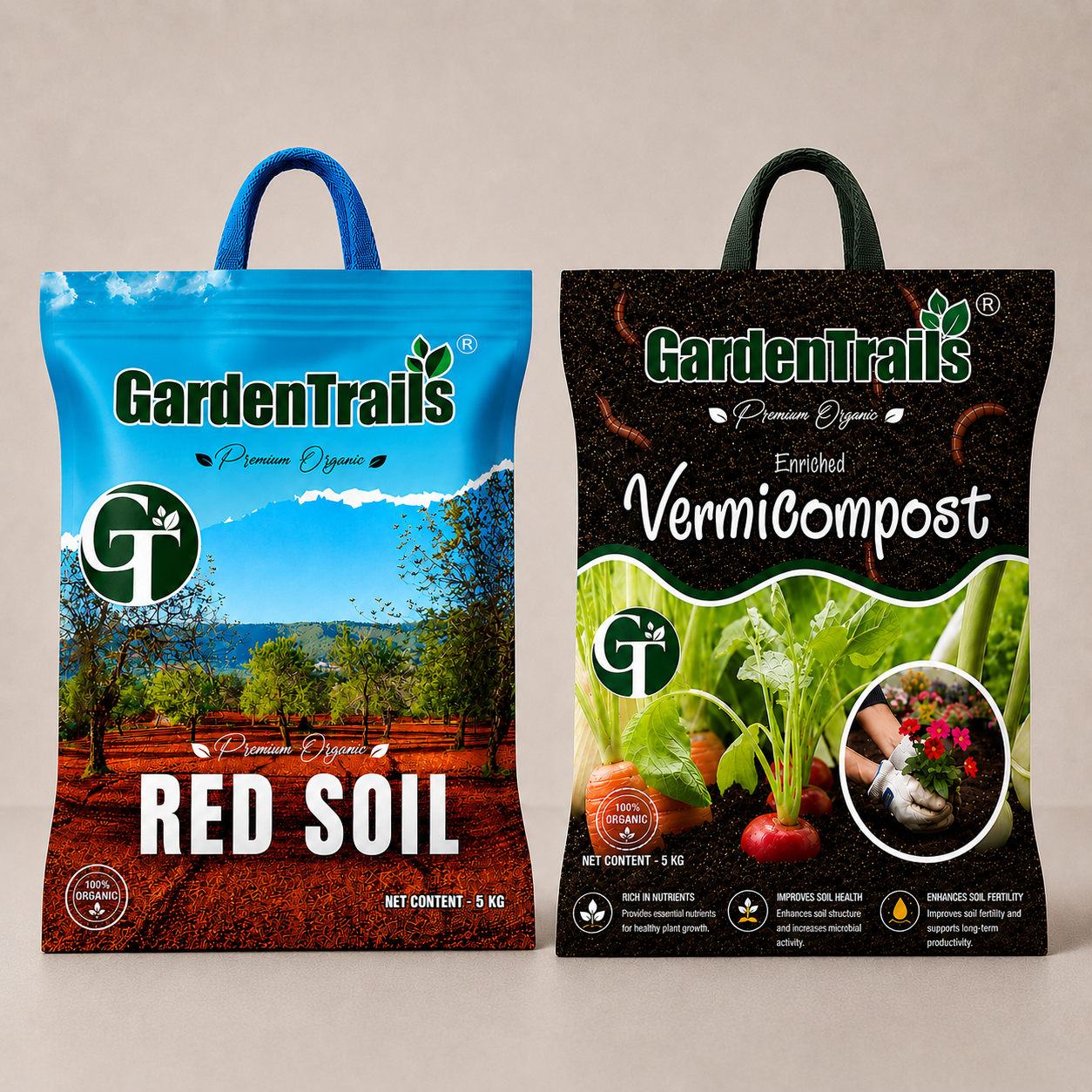 GardenTrails Premium Red Soil -5Kg and Enriched Vermicompost manure -5Kg