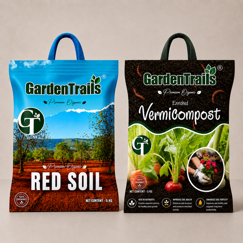 GardenTrails Premium Red Soil -5Kg and Enriched Vermicompost manure -5Kg